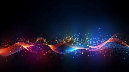 Digital dot and line wave connectivity background design, abstract technology conceptual background.