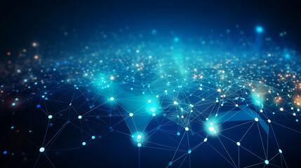 Obraz premium Digital dot and line wave connectivity background design, abstract technology conceptual background.