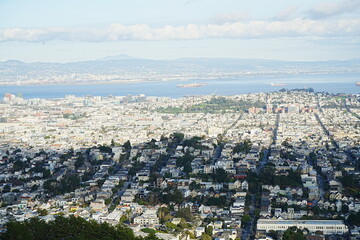 Fototapeta na wymiar Aerial View from Twin Peaks in San Francisco, United States - アメリカ サンフランシスコ ツインピークスからの景色