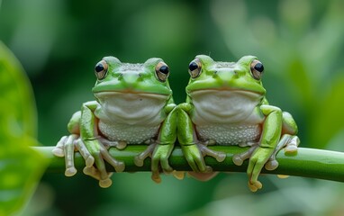 Frogs on branch
