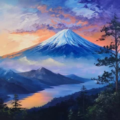 Papier Peint photo Mont Fuji sunset and Mt. Fuji