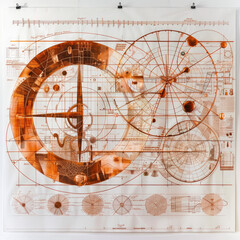 Fototapeta na wymiar Fascinating Copper Historical Mathematics Timeline Chart