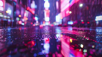 Urban Rain Symphony: Abstract Patterns of Raindrops Creating a Magical Nighttime Cityscape
