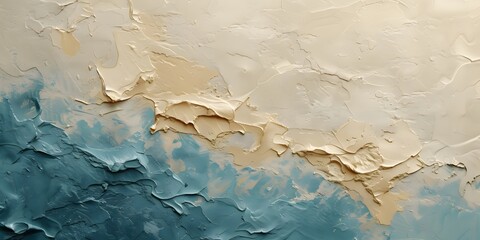 fragment of blue and beige acrylic texture painting oil and palette - obrazy, fototapety, plakaty