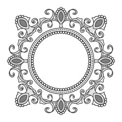 Frame with Mandala background. Ethnic decorative round element. - Vector.