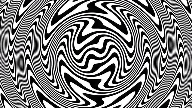 Optical illusion black and white with zig zag lines, in the style of creased crinkled wrinkled. Black and white monochrome