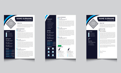 Minimal Dark Stylish Resume Template Design 