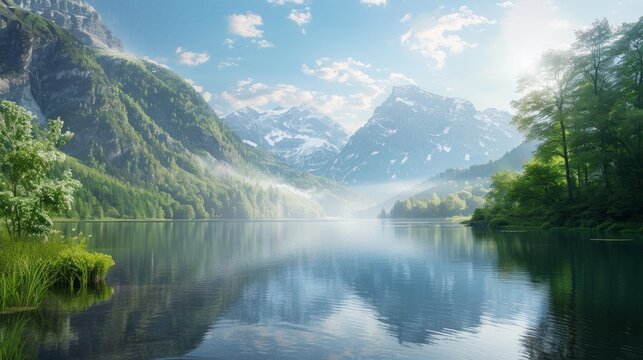 beautiful mountain lake background 