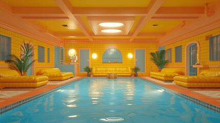 Obraz na płótnie Canvas Luxurious Indoor Swimming Pool with Art Deco Design