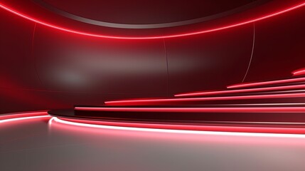 3D Illustration of Red Architectural Design Background with Lighting.