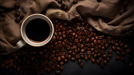 Foto op Canvas coffee beans and cup © Noah