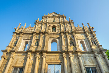 Fototapeta premium The ruins of St. Paul Cathedral, landmark and popular for tourist attractions in Macau.