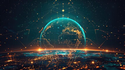 Concept of connecting information to the world by internet technology, online transaction, big data, online marketing, internet of things hard