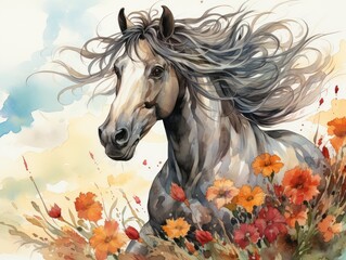 Obraz na płótnie Canvas horse in autumn forest