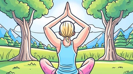 Obraz na płótnie Canvas women's meditation, yoga illustration, female yoga