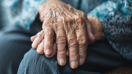 Parkinson disease patient, Alzheimer elderly senior, Arthritis person's hand in support of nursing family caregiver care for disability awareness day, National care givers month, ageing society