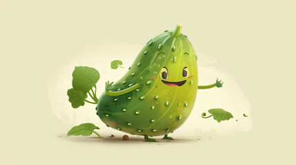Cute little cucumber vegetable character illustration