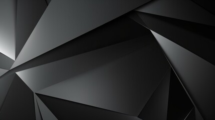 Black and White Abstract Geometric Background with 3D Effect - Lines, Triangles, Light, Glow, Shadow - Modern and Futuristic