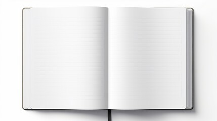Blank Open Notebook Isolated on White Background in Front View. Clipping Path.