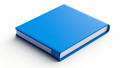 Blue Covered Book Isolated on White Background, Seen from Above in Close-up.