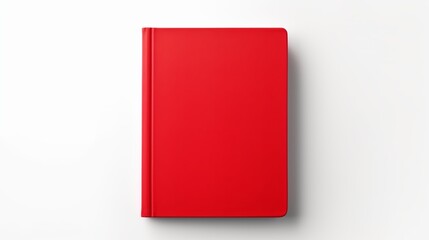 Book with Red Cover Isolated on White Background, Top View Close-up.