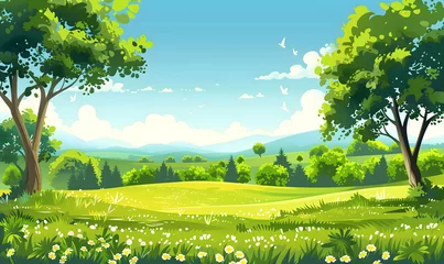 Gardinen landscape with green grass-generative ai © siwoo-mint