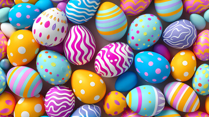 Fototapeta na wymiar 3d rendered colorful Easter eggs ,Easter festival background.