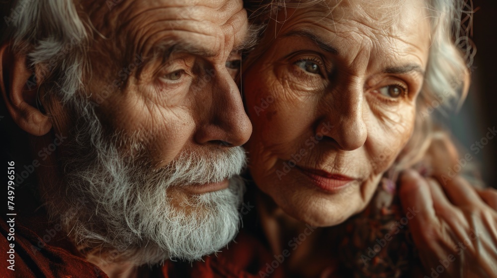 Poster close up of a man and a woman. suitable for various concepts