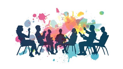 Organizing training for a conference with a white backdrop.