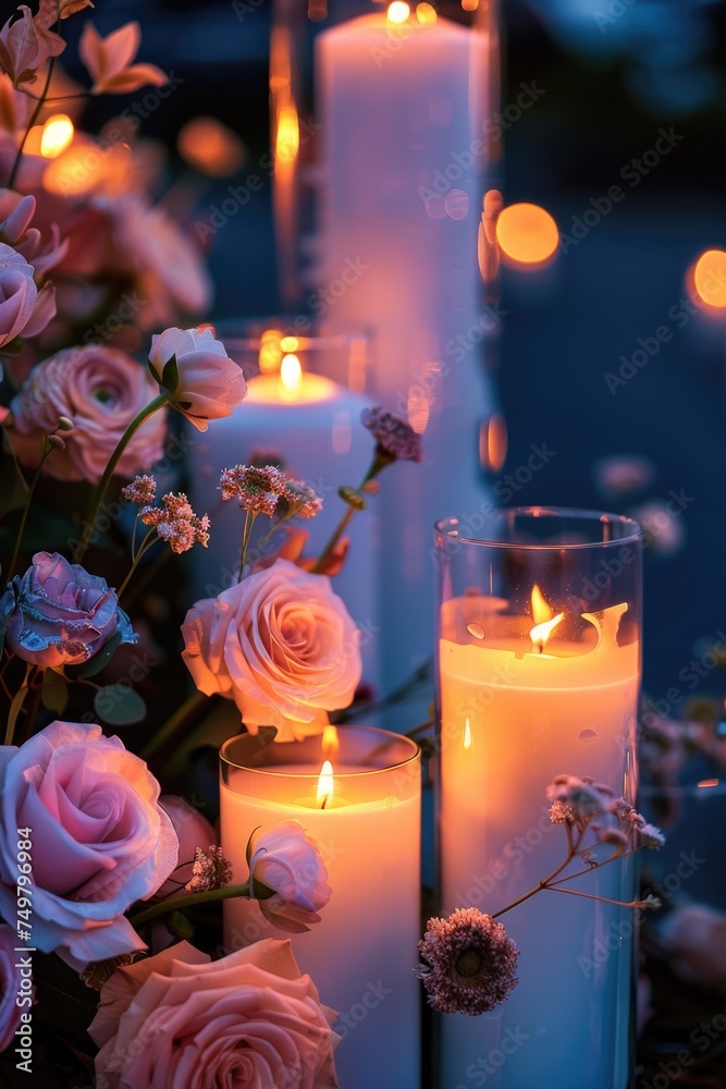 Aufkleber a group of candles placed on a table. suitable for various occasions