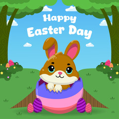 Obraz premium Vector flat illustration for happy easter day celebration