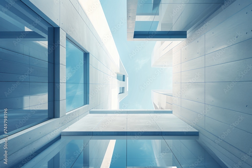 Aufkleber a view of a pool from inside a building. suitable for travel brochures