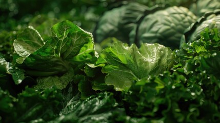 Fototapeta premium A bunch of lettuce on a lush green field. Suitable for food and agriculture concepts