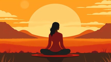 women's meditation, yoga illustration, female yoga