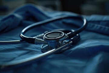 Close-up of a stethoscope lying on a bed. Ideal for medical concepts and healthcare themes