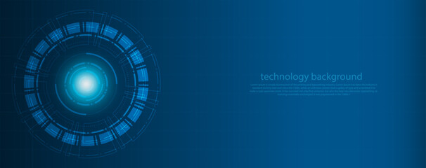 Blue circle and line technology abstract technology innovation concept vector background and glowing light 