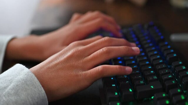 Hands hitting the keyboard Images of programming, games and computers no-face