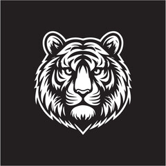 Tiger head black and white vector logo | Tiger head logo design