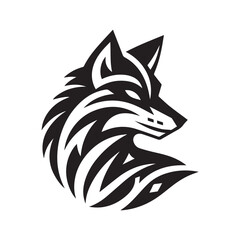 black and white fox vector logo design