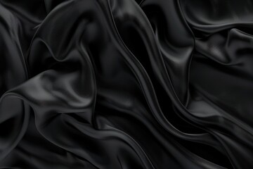 Close up of black silk fabric, perfect for fashion or textile design projects