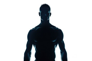 Naklejka premium A silhouette of a man standing in front of a white background. Suitable for various projects