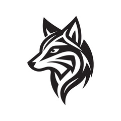 black and white fox vector logo design