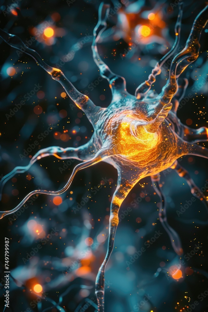 Poster Close up view of a cell phone with a light shining on it. Perfect for technology and communication concepts