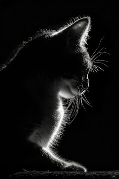 Black and white image of a cat, suitable for various projects