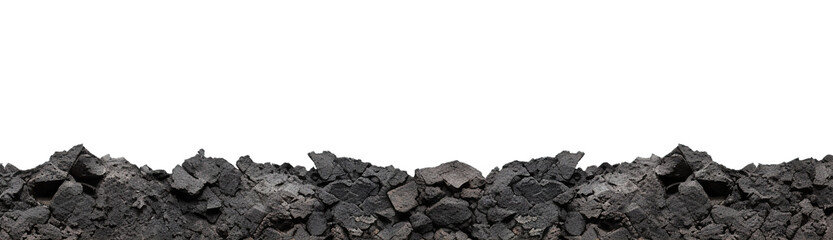 Rough dry surface of black soil, cut out - obrazy, fototapety, plakaty