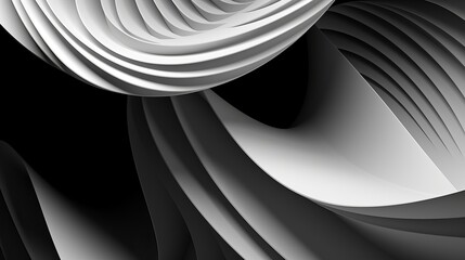 Macro Image of Black and White Origami Pattern with Curved Paper Sheets