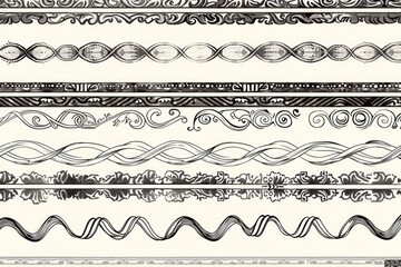 Fototapeta premium Stylish set of black and white decorative borders. Perfect for design projects