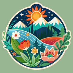 Nature's Beauty Design a sticker featuring intricate floral patterns or serene landscapes, celebrating the allure of the natural world
