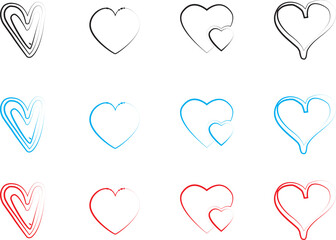 Design red heart shapes icons set. Simple illustration of 50 heart love day valentine vector icons for web 