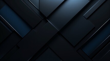 Fototapeta na wymiar Modern Abstract Background in Black and Blue - Geometric Shapes - Squares, Triangles, Lines - Matte Finish - Ideal for Design Templates